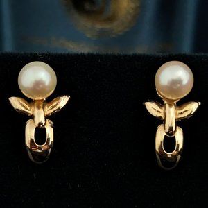 Vintage Pearl 14k Yellow Gold Earrings Estate Jewelry Gift